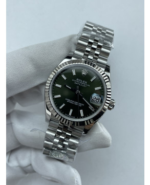 (준비완료/특급배송)NO.3656/QP공장 롤렉스 데이저스트 31mm 여성용 시계 그린 바인덱스 다이얼 플루티드 베젤 쥬빌레 밴드